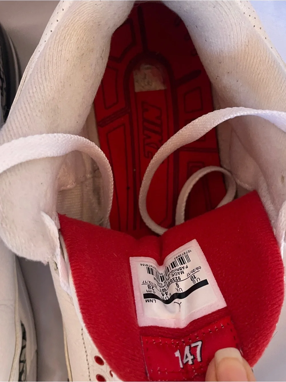 Jordan White and Red Low-Top Sneakers with Elephant-Print Accents